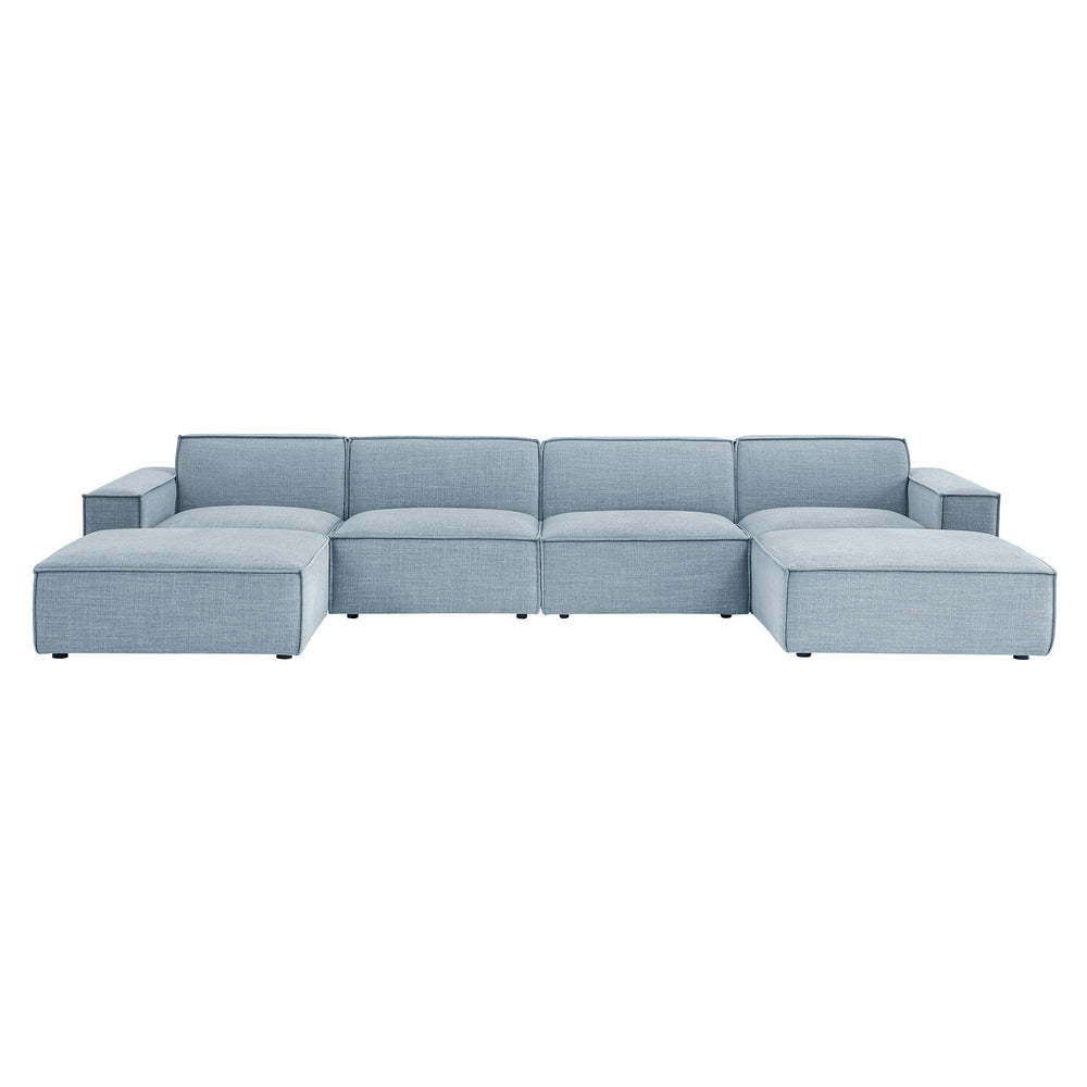 Restore 6-Piece Performance Fabric Upholstered Modular Sectional Sofa in Sky