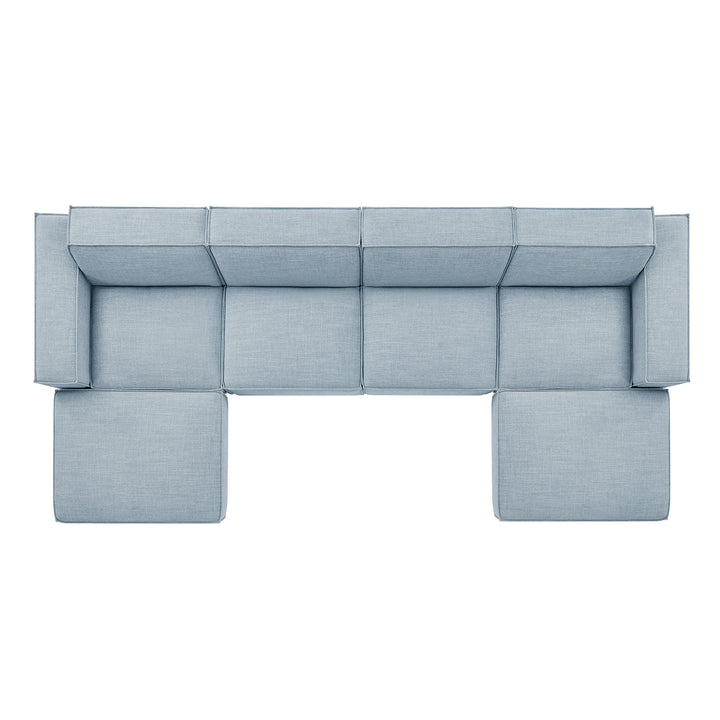 Restore 6-Piece Performance Fabric Upholstered Modular Sectional Sofa in Sky