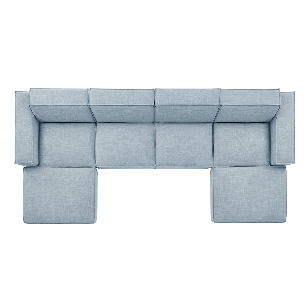 Restore 6-Piece Performance Fabric Upholstered Modular Sectional Sofa in Sky