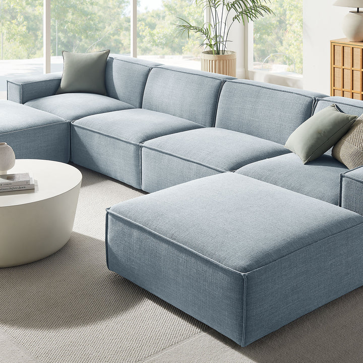 Restore 6-Piece Performance Fabric Upholstered Modular Sectional Sofa in Sky
