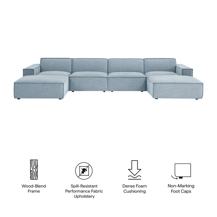 Restore 6-Piece Performance Fabric Upholstered Modular Sectional Sofa in Sky