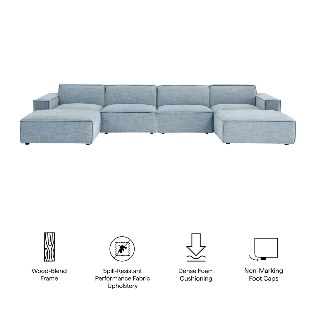 Restore 6-Piece Performance Fabric Upholstered Modular Sectional Sofa in Sky