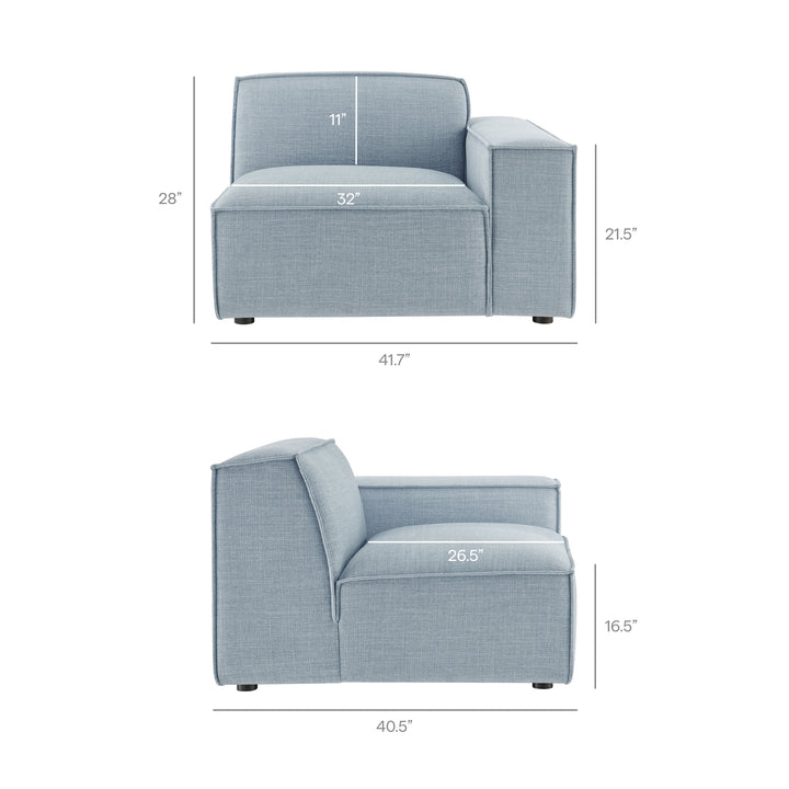 Restore 6-Piece Performance Fabric Upholstered Modular Sectional Sofa in Sky