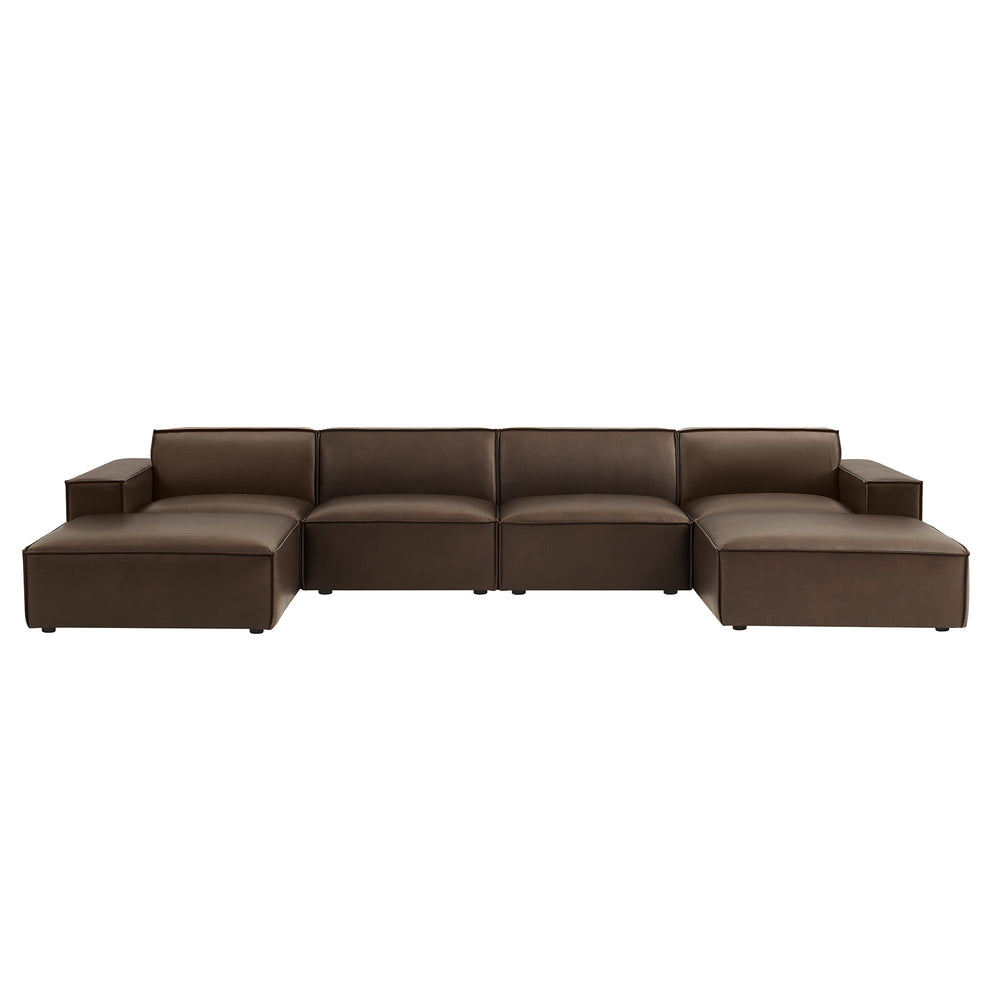 Restore 6-Piece Vegan Leather Modular Sectional Sofa in Espresso