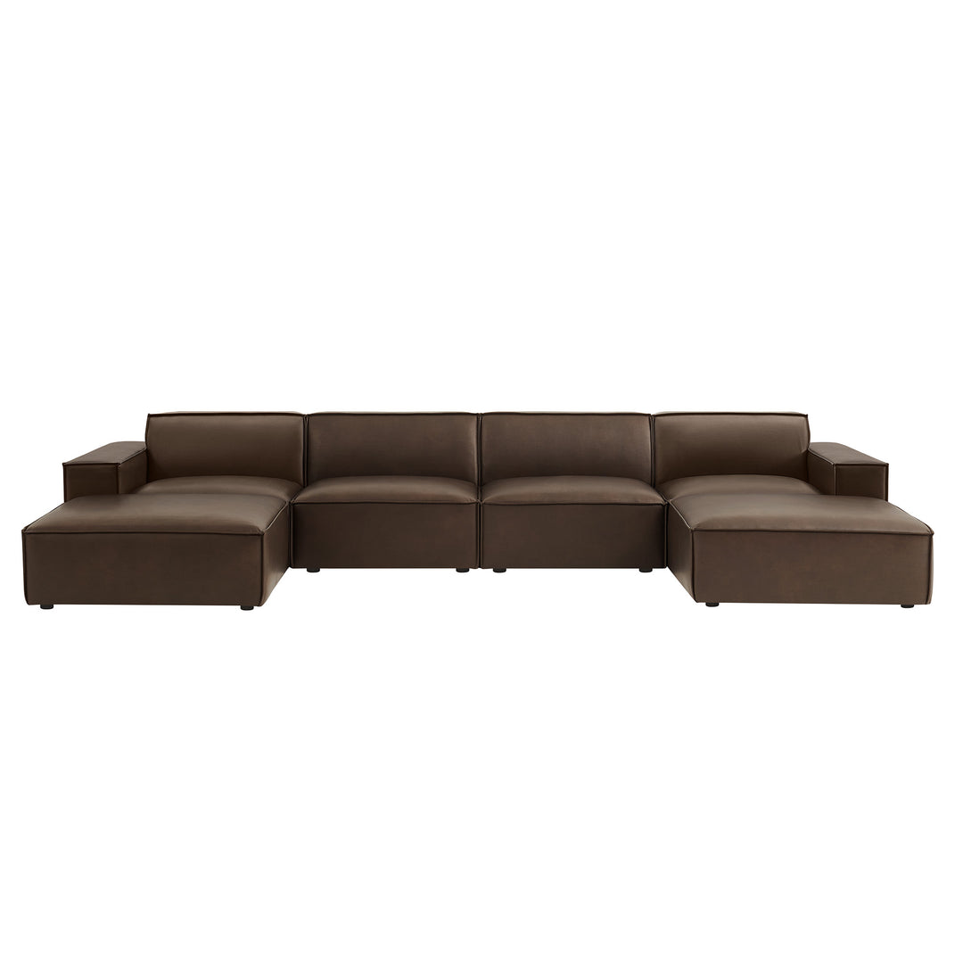 Restore 6-Piece Vegan Leather Modular Sectional Sofa in Espresso