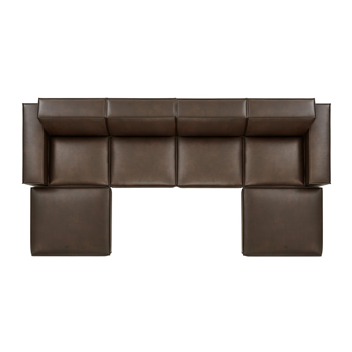 Restore 6-Piece Vegan Leather Modular Sectional Sofa in Espresso