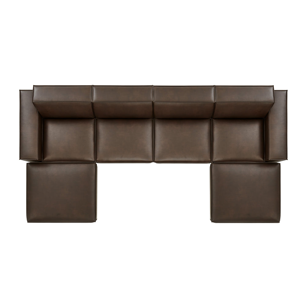 Restore 6-Piece Vegan Leather Modular Sectional Sofa in Espresso