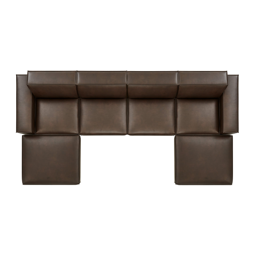 Restore 6-Piece Vegan Leather Modular Sectional Sofa in Espresso