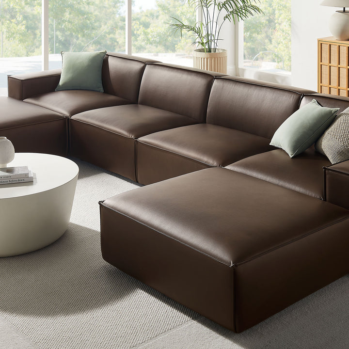 Restore 6-Piece Vegan Leather Modular Sectional Sofa in Espresso