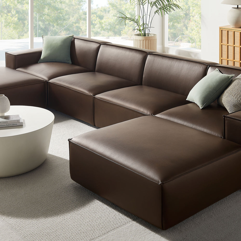 Restore 6-Piece Vegan Leather Modular Sectional Sofa in Espresso