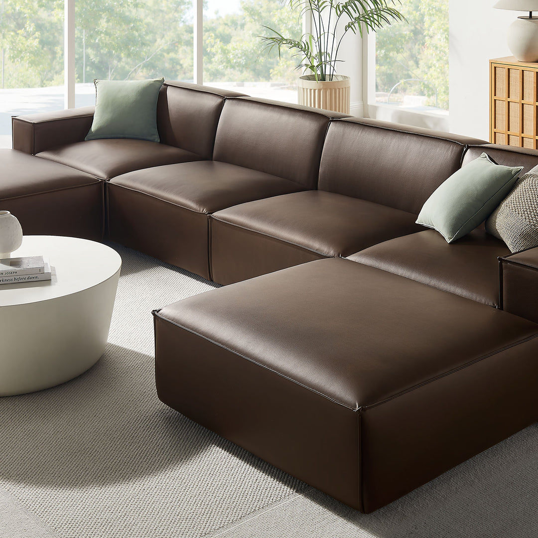 Restore 6-Piece Vegan Leather Modular Sectional Sofa in Espresso