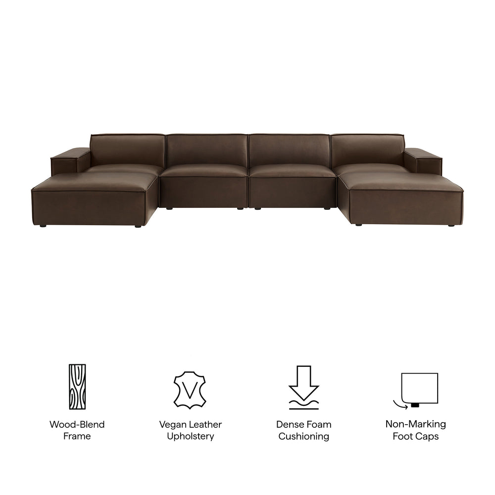 Restore 6-Piece Vegan Leather Modular Sectional Sofa in Espresso