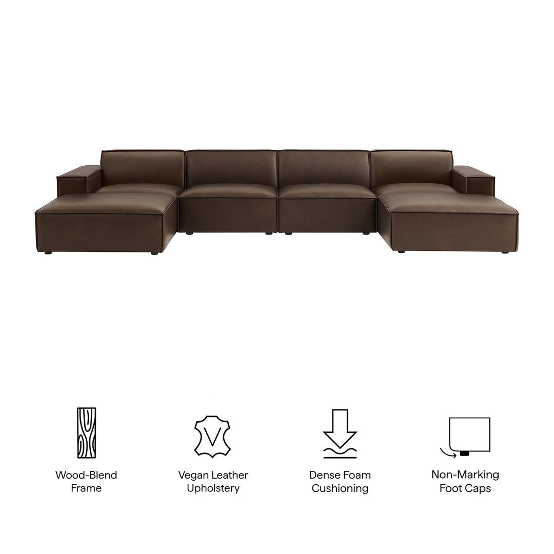 Restore 6-Piece Vegan Leather Modular Sectional Sofa in Espresso