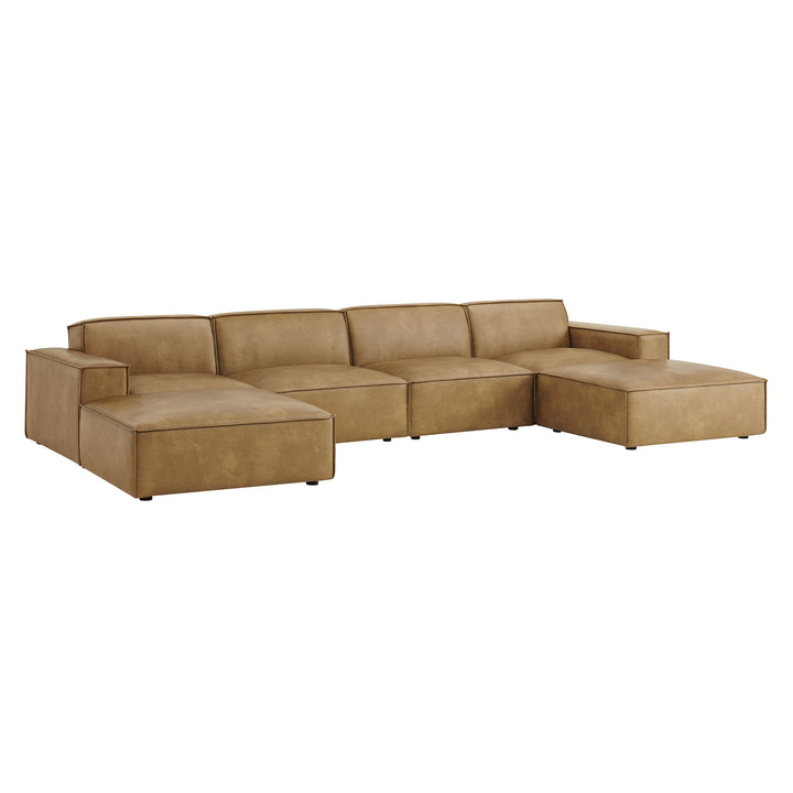 Restore 6-Piece Vegan Leather Modular Sectional Sofa in Toast