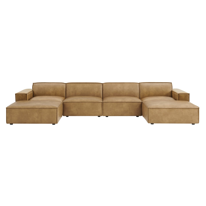 Restore 6-Piece Vegan Leather Modular Sectional Sofa in Toast