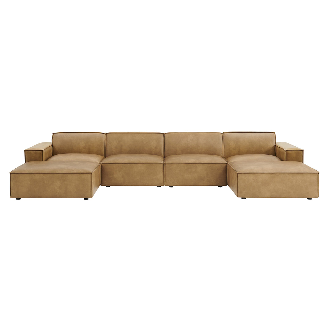 Restore 6-Piece Vegan Leather Modular Sectional Sofa in Toast