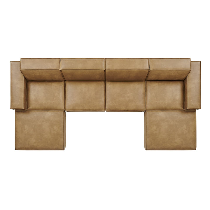 Restore 6-Piece Vegan Leather Modular Sectional Sofa in Toast