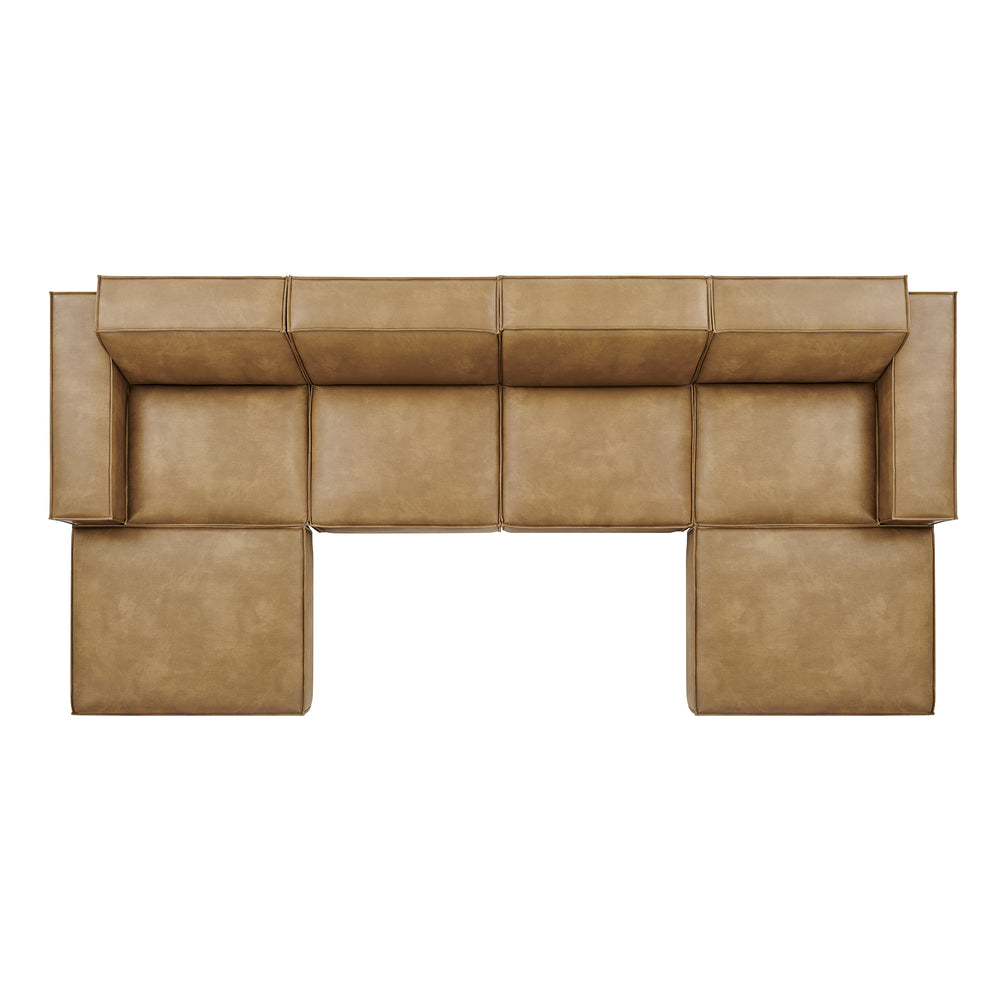 Restore 6-Piece Vegan Leather Modular Sectional Sofa in Toast