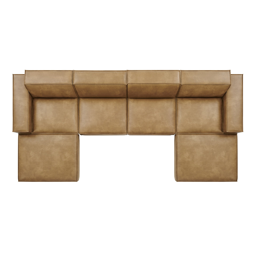 Restore 6-Piece Vegan Leather Modular Sectional Sofa in Toast