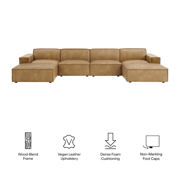 Restore 6-Piece Vegan Leather Modular Sectional Sofa in Toast