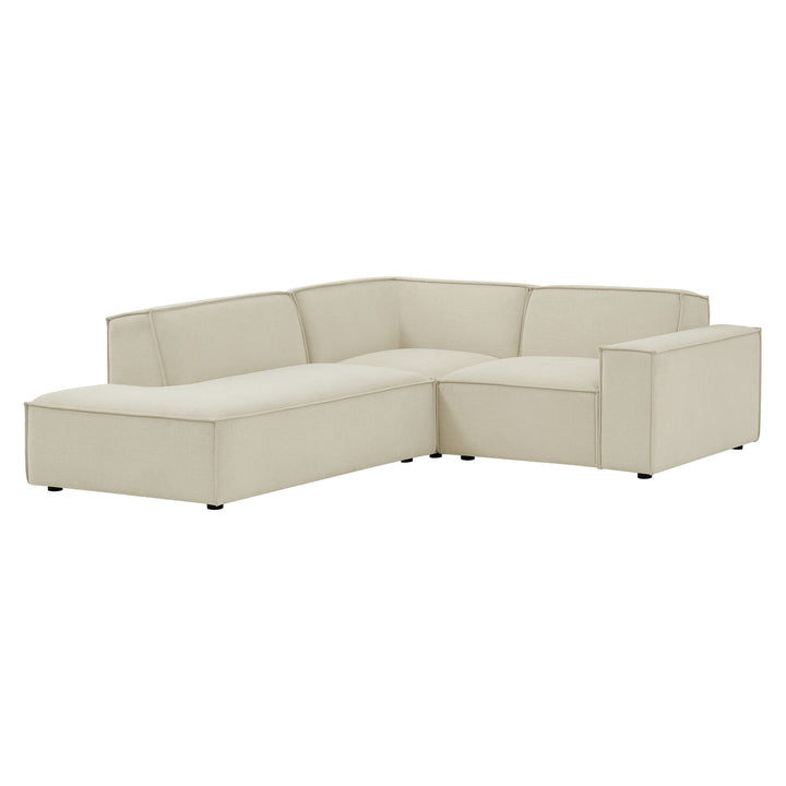 Restore 3-Piece Performance Fabric Upholstered Modular L-Shaped Sectional Sofa in Ecru