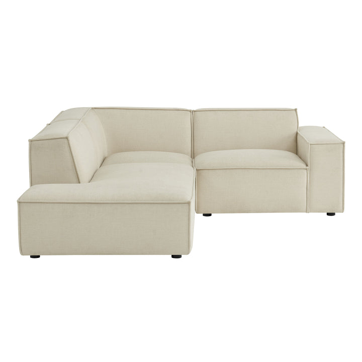 Restore 3-Piece Performance Fabric Upholstered Modular L-Shaped Sectional Sofa in Ecru