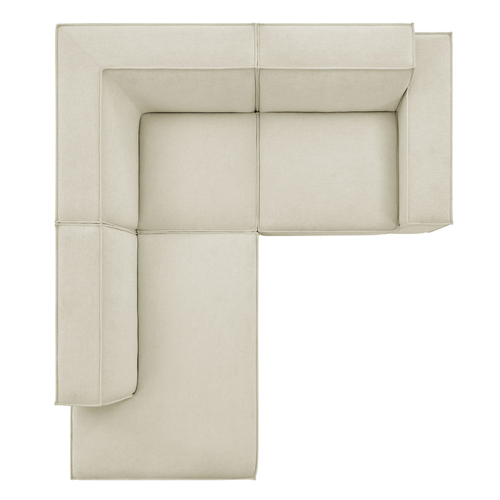 Restore 3-Piece Performance Fabric Upholstered Modular L-Shaped Sectional Sofa in Ecru