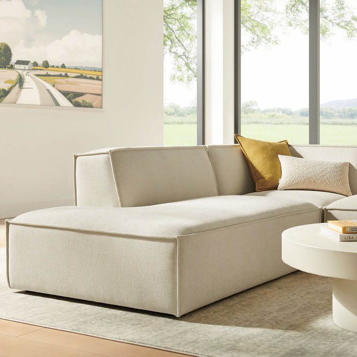 Restore 3-Piece Performance Fabric Upholstered Modular L-Shaped Sectional Sofa in Ecru
