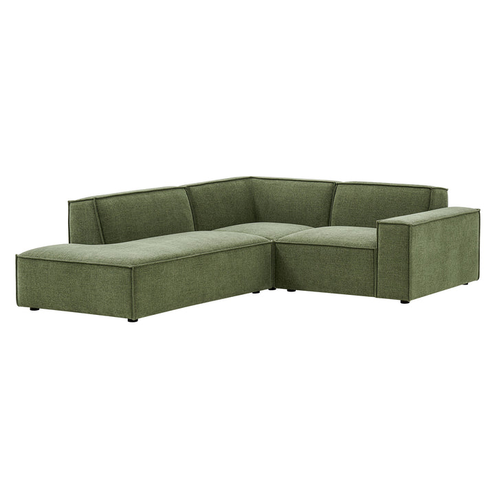 Restore 3-Piece Performance Fabric Upholstered Modular L-Shaped Sectional Sofa in Foliage