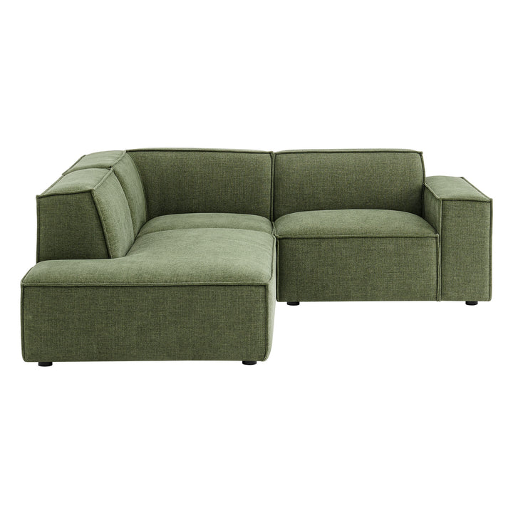 Restore 3-Piece Performance Fabric Upholstered Modular L-Shaped Sectional Sofa in Foliage