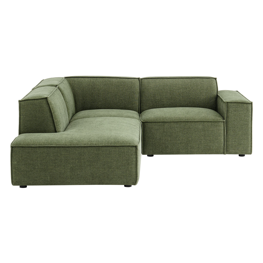 Restore 3-Piece Performance Fabric Upholstered Modular L-Shaped Sectional Sofa in Foliage