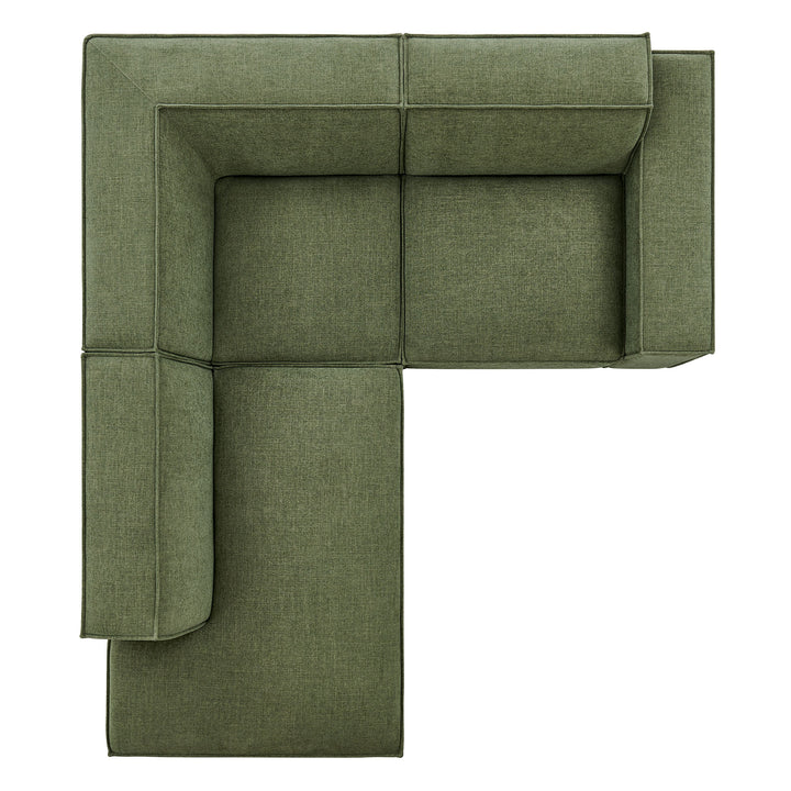 Restore 3-Piece Performance Fabric Upholstered Modular L-Shaped Sectional Sofa in Foliage
