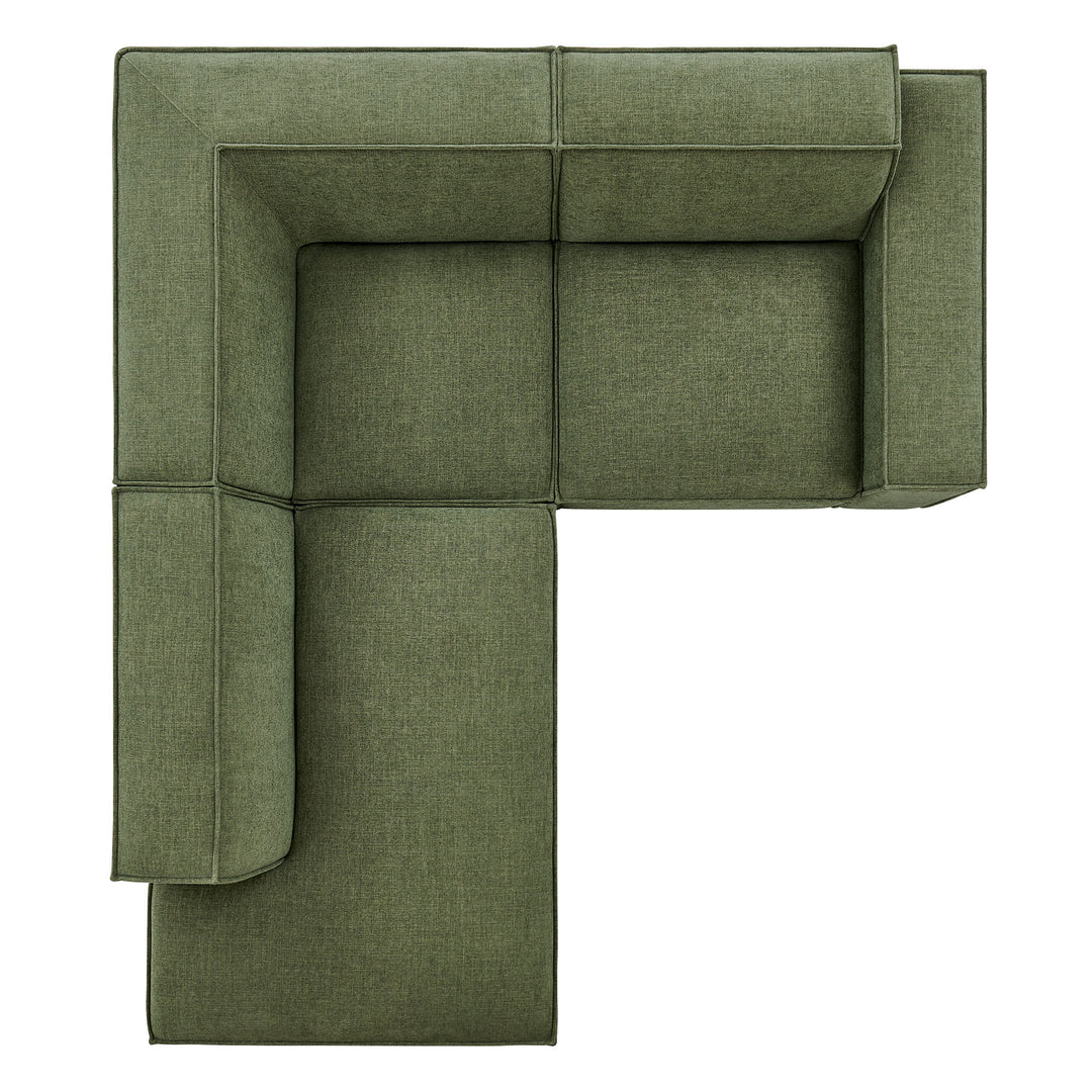 Restore 3-Piece Performance Fabric Upholstered Modular L-Shaped Sectional Sofa in Foliage