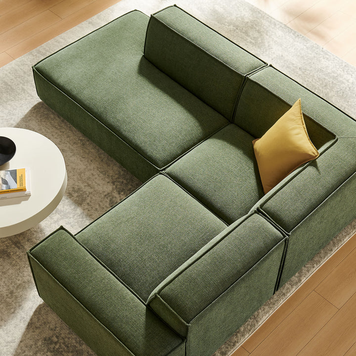 Restore 3-Piece Performance Fabric Upholstered Modular L-Shaped Sectional Sofa in Foliage