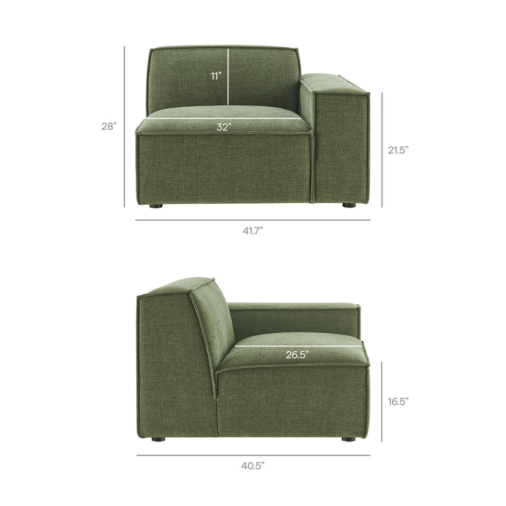 Restore 3-Piece Performance Fabric Upholstered Modular L-Shaped Sectional Sofa in Foliage
