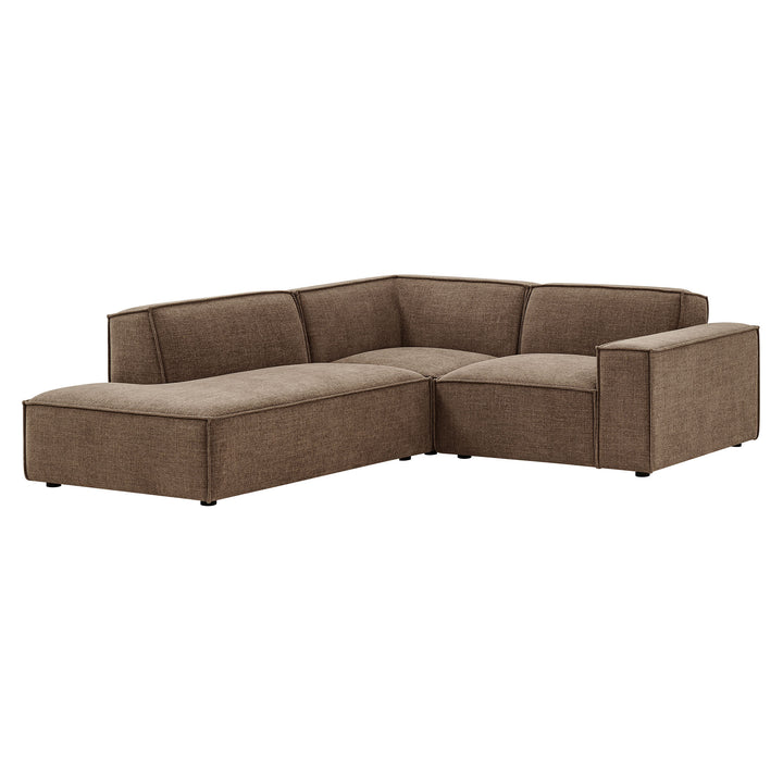 Restore 3-Piece Performance Fabric Upholstered Modular L-Shaped Sectional Sofa in Mocha