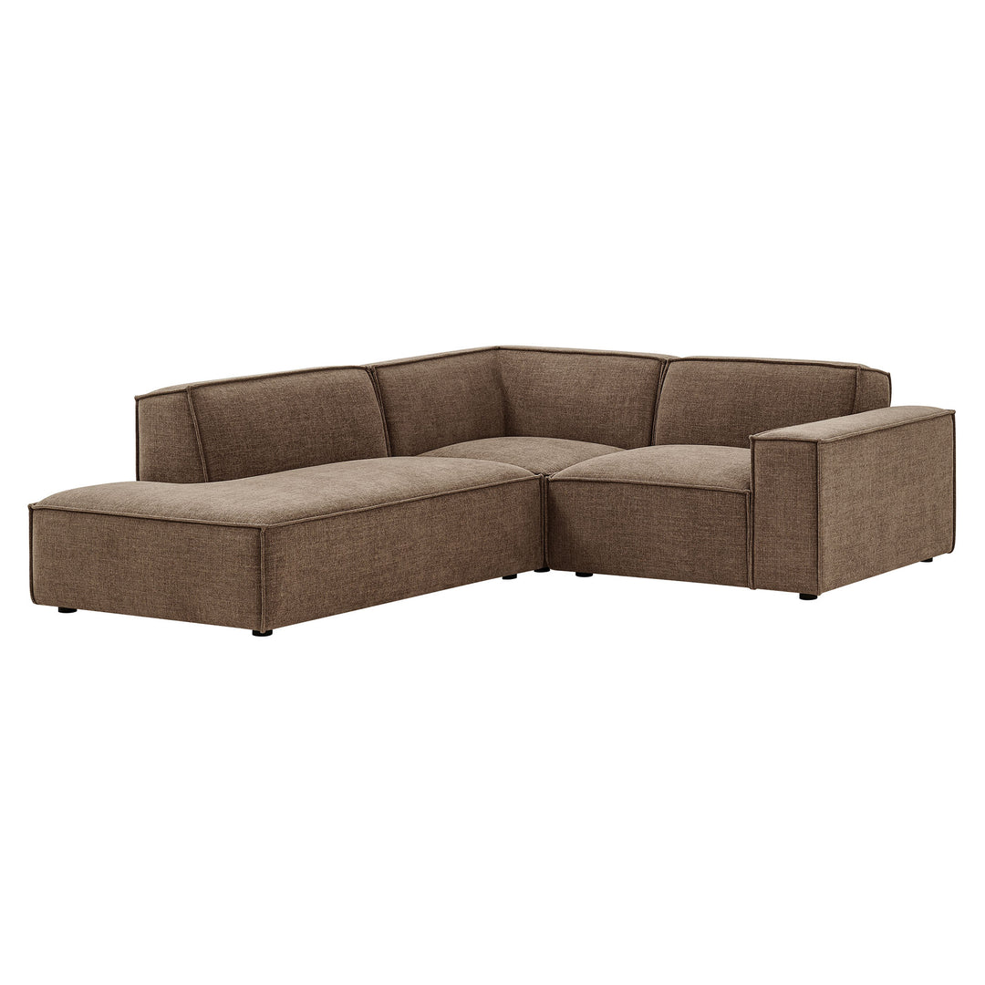 Restore 3-Piece Performance Fabric Upholstered Modular L-Shaped Sectional Sofa in Mocha