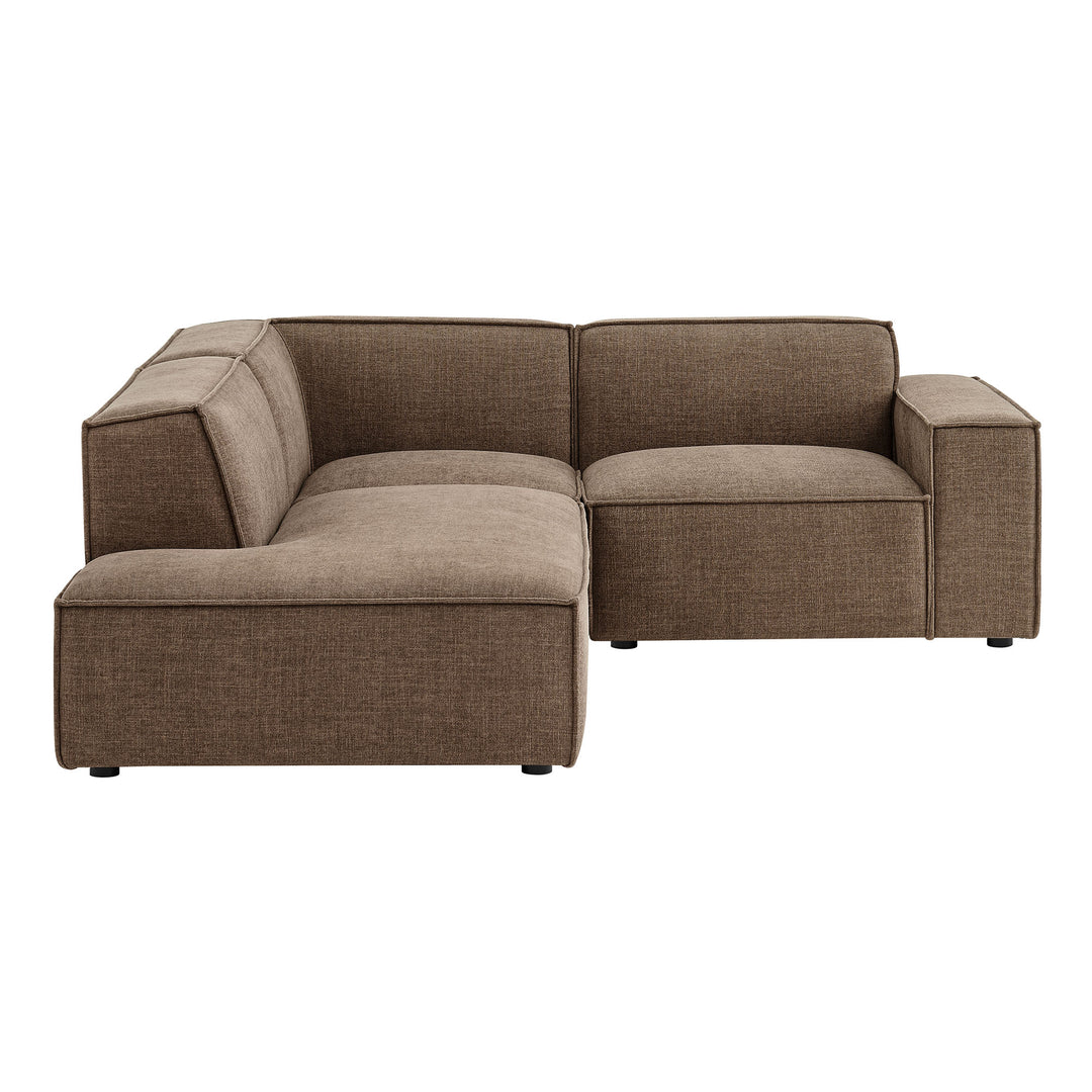 Restore 3-Piece Performance Fabric Upholstered Modular L-Shaped Sectional Sofa in Mocha