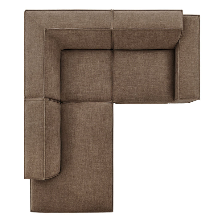 Restore 3-Piece Performance Fabric Upholstered Modular L-Shaped Sectional Sofa in Mocha