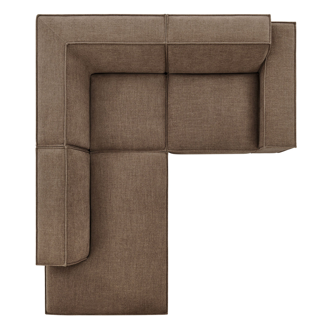 Restore 3-Piece Performance Fabric Upholstered Modular L-Shaped Sectional Sofa in Mocha