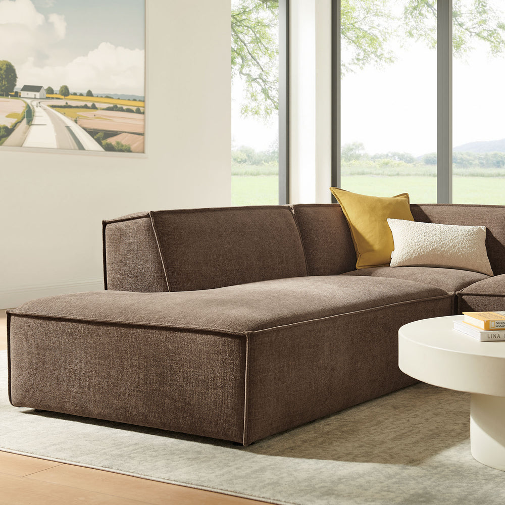 Restore 3-Piece Performance Fabric Upholstered Modular L-Shaped Sectional Sofa in Mocha