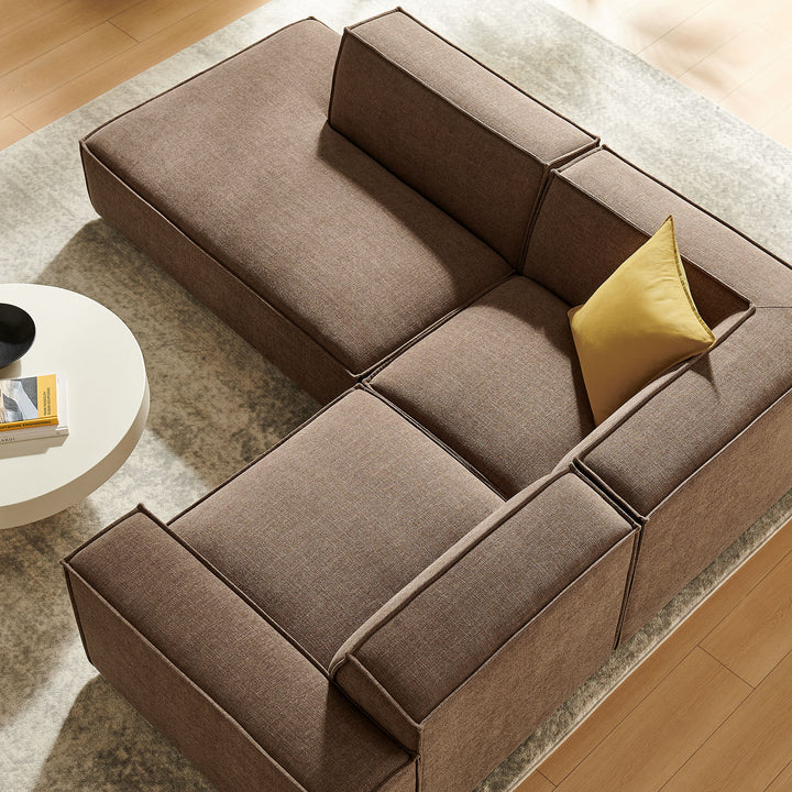 Restore 3-Piece Performance Fabric Upholstered Modular L-Shaped Sectional Sofa in Mocha