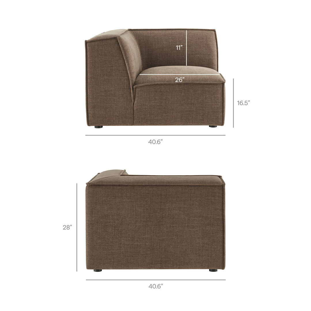 Restore 3-Piece Performance Fabric Upholstered Modular L-Shaped Sectional Sofa in Mocha
