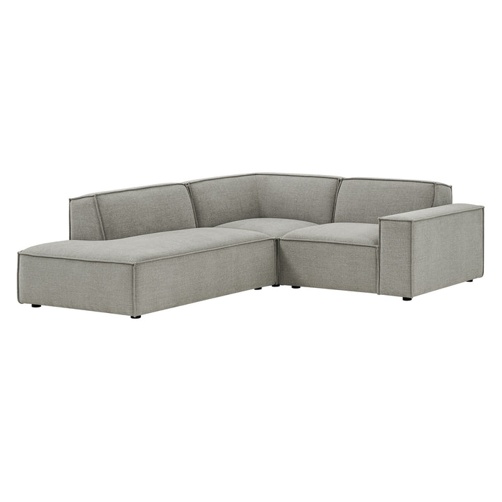 Restore 3-Piece Performance Fabric Upholstered Modular L-Shaped Sectional Sofa in Pewter