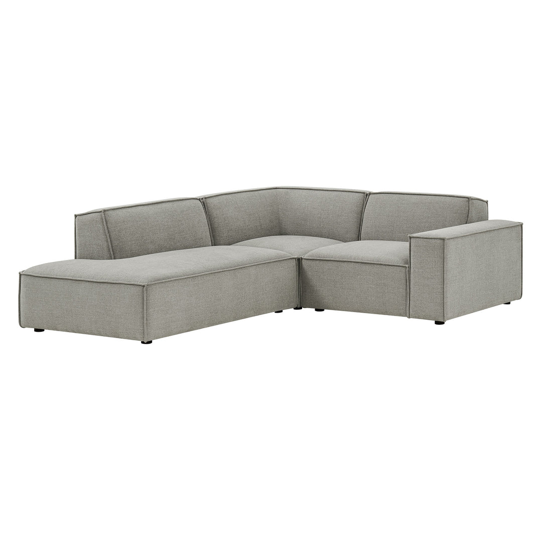 Restore 3-Piece Performance Fabric Upholstered Modular L-Shaped Sectional Sofa in Pewter