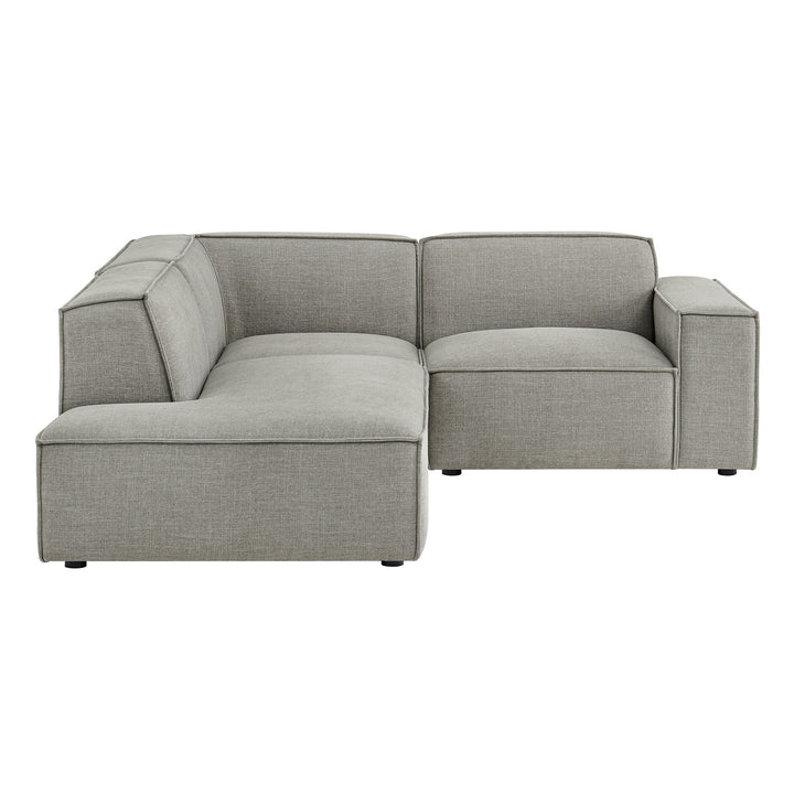 Restore 3-Piece Performance Fabric Upholstered Modular L-Shaped Sectional Sofa in Pewter