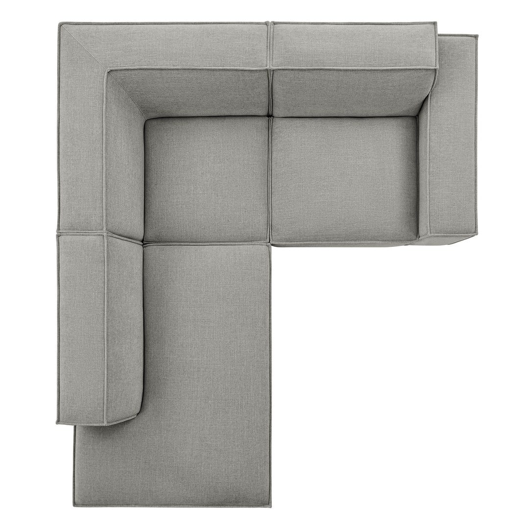 Restore 3-Piece Performance Fabric Upholstered Modular L-Shaped Sectional Sofa in Pewter