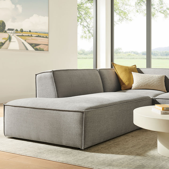 Restore 3-Piece Performance Fabric Upholstered Modular L-Shaped Sectional Sofa in Pewter