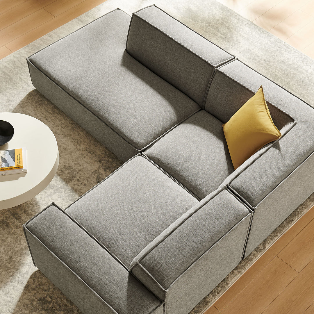 Restore 3-Piece Performance Fabric Upholstered Modular L-Shaped Sectional Sofa in Pewter