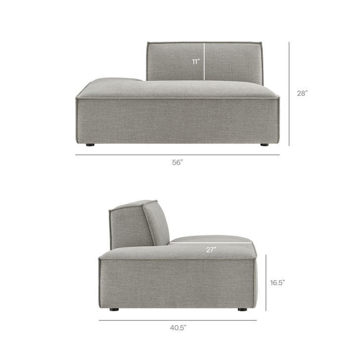 Restore 3-Piece Performance Fabric Upholstered Modular L-Shaped Sectional Sofa in Pewter